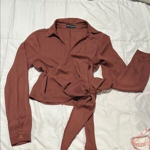 PrettyLittleThing Women's Rust Wrap Top